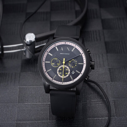 Armani Exchange Watch Men Silicone Strap Tres o-Eye Dial Quartz Watch Regalo de cumpleaños para niños AX1343