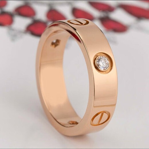 Cartier rings for men and women, same style for couples, 5.5 mm wide, inlaid with 3 diamonds, LOVE wedding ring, Chinese Valentine's Day gift, B4087500 18K rose gold 54