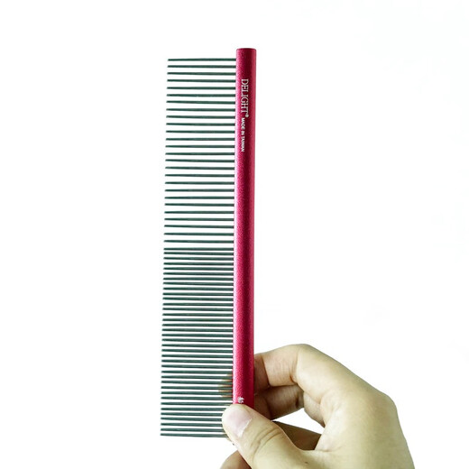 DELIGHT Pet Comb Cat and Dog Comb Ragdoll Cat Knotting Comb Teddy Bichon Dog Combing Artifact Pulling Comb DL103 Aluminum Handle Comb 19cm-Red