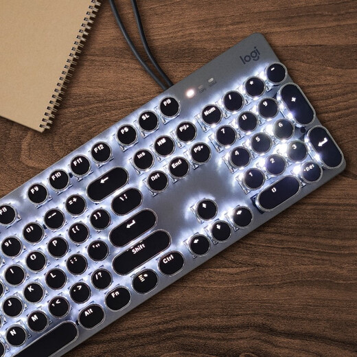 Logitech K845 Juego de teclado de oficina mecánica con cableas E -Sports Punk Punk Retro Teclado periférico Notebook Holiday Gift Diy Keycap personalizado K845 (eje verde) + Classic Punk Keycap - Negro