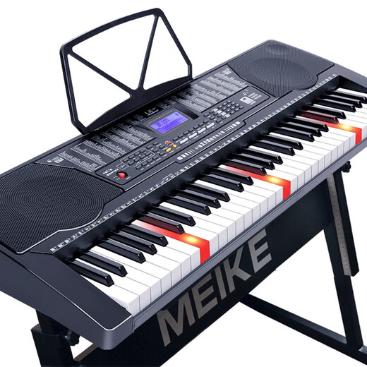 Meirkergr MK-975 (smart version) multi-functional smart electronic keyboard with light and 61-key piano keys, connected to USB flash drive, mobile phone pad with piano stand