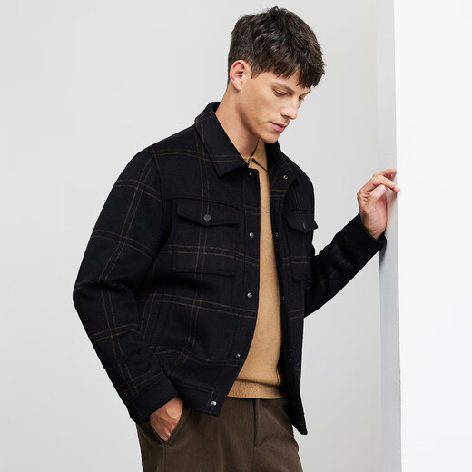 Bailando con la chaqueta de trabajo a prueba de viento de otoño e invernal y lobo de lobo para hombres 001 Negro 185
