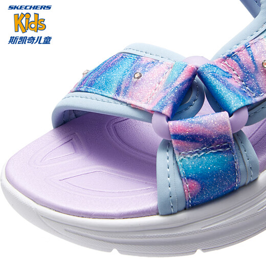 Skechers Skechers Children's Sandals Summer Girls Flashing Casual Shoes Sweet Lighting Fashion Princess Shoes 303103L Light Blue/Multi Color/LBMT 35