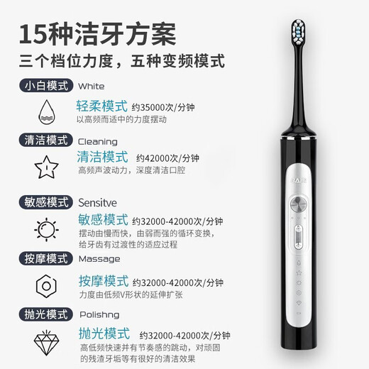 拜尔（BAIR）G2/G201高端旗舰机 电动牙刷成人震动充电智能声波学生情侣全自动牙刷男士女送朋友 礼盒装 薄雾灰（6枚原装刷头）