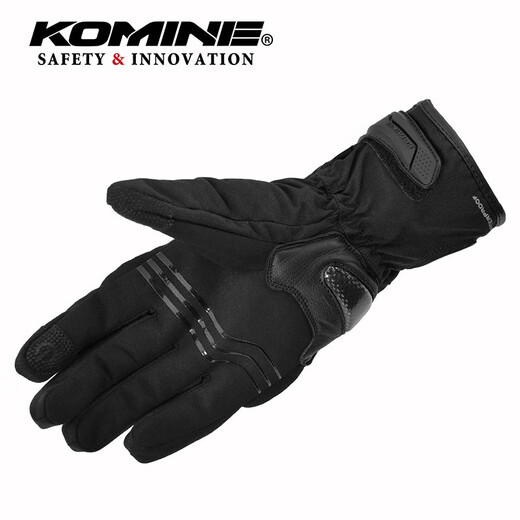 KOMINE SAFETY&INNOVATION摩托机车冬季加绒长腕防水骑行手套抵御寒风冷雨重量轻男女GK-846 黑色 XL