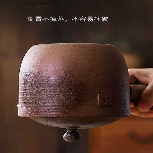 理卫家用煮茶烧水纯手拉老岩泥侧把大容量柴烧陶壶日式紫砂容天泡茶壶 松柏木柴烧款12108 701mL(含)-800mL(含)