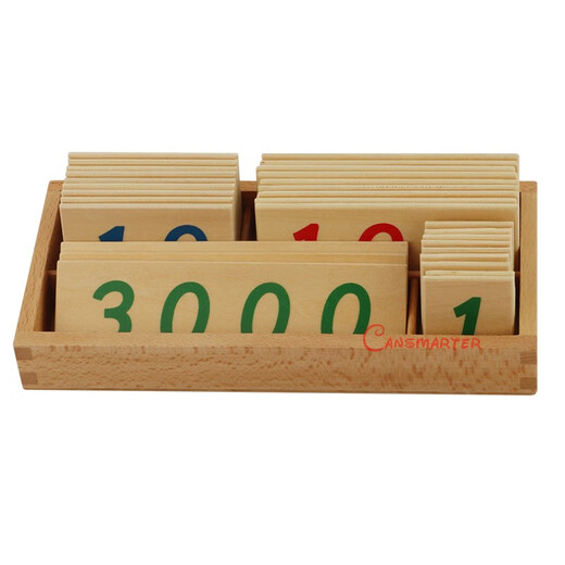 CANSMARTER Montessori Montessori Enseñanza SIDA Educación temprana Juguetes Entrenamiento de Movimiento Fino para 1-2 años Tarjetas de número de madera para niños 1-3000 Tarjetas de madera (pequeña)
