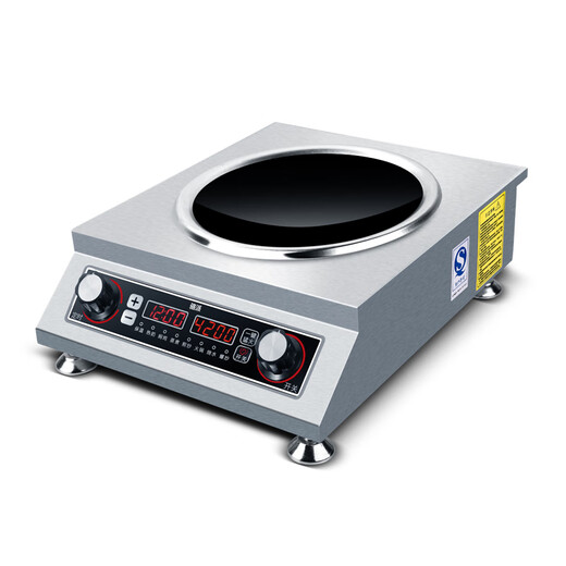 Luopai kommerzieller konkavinduktionskocher 4200 Watt Hochleistungs 3500W Elektrisch Wok Küchenbatterie Herd Hot Fried Restaurant 4200W Konkave Induktionskocher + Schwarzer Eisen Wok + Suppentopf 4200W