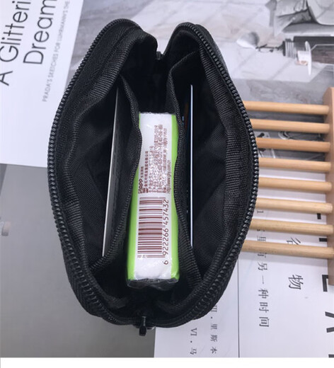 梦黛侠现金存放袋系男女个性拉链短款零钱包手拿包硬币卡包mini口袋 黑色小号帆布料