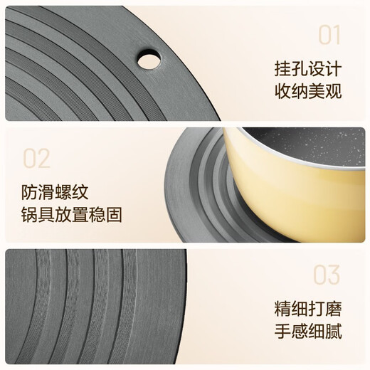 SUPOR universal heat conduction plate for pots, multifunctional gas stove heating insulation plate, anti-burn black thermal pad, heating and defrosting pot pad, universal heat conduction plate, diameter 24cm