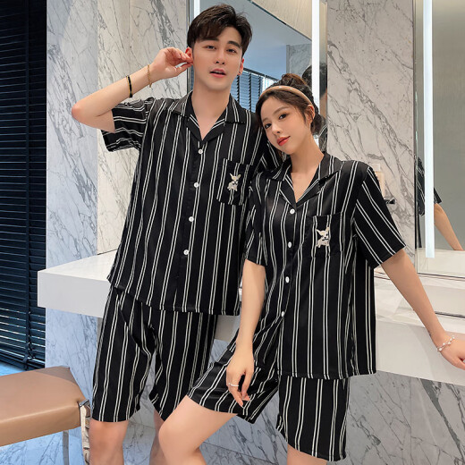 Yiman'an -Paar Pyjamas für Frauen in Sommereiseisen -Shorts Shorts Summer Home Clothing Koreanische Version Plus Größe Frauenpaar Anzug 9197 Weiße L Männer
