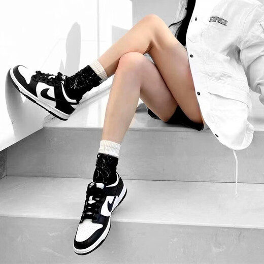 
NIKE Nike men's shoes and women's shoes summer new DUNK LOW couple's low top shoes classic versatile sports casual shoes black and white panda (GS model) CW1590-100 36.5
