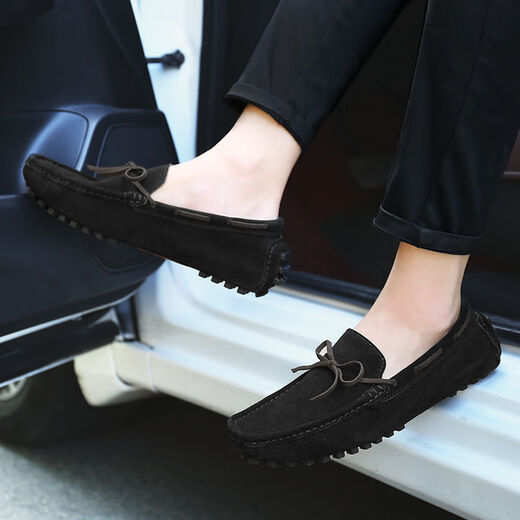 Leili Caesar Spring and Autumn New Beanie Shoes Men's Casual Leather Shoes Men's Korean Style All-match Lazy Leather Shoes Dark Brown 677 41