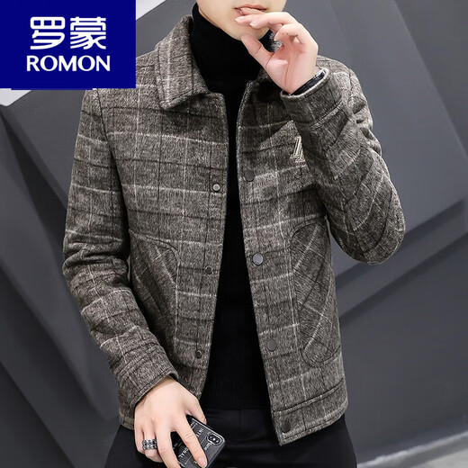 ROMON Wool Men's Short Jacket Padded Thickened Men's 2025 New Spring Autumn and Winter Casual Woolen Jacket 5 Gray 2905 Style Thickened XL 180 (135Jin Jin is equal to 0.5kg -150Jin Jin is equal to 0.5kg)