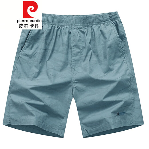 皮尔卡丹（pierre cardin）夏季全棉短裤男5分宽松大码外穿大裤衩印花休闲五分沙滩中裤薄款 豆绿色9215 L