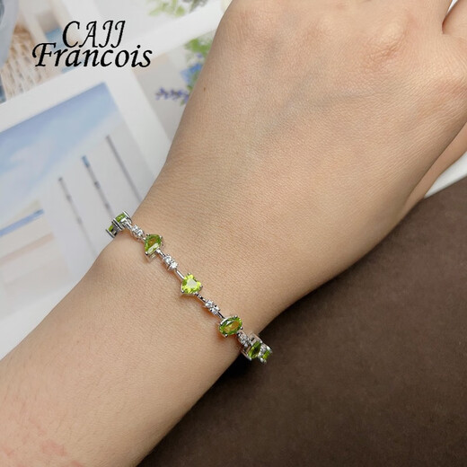 CAJJ Francois 4.9 carat peridot bracelet for women, fashion jewelry, 925 silver inlaid, natural colored gems, jewelry gemstone bracelet, peridot bracelet