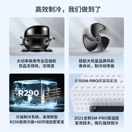 星星（XINGX）【线下同款】展示柜冰柜商用大容量卧式冷冻柜岛柜超市玻璃门冷柜大型冰淇淋雪糕展示柜海鲜速冻柜 700升（长度2000 宽757 高858）