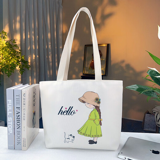 Skana Versatil Fashion Canvas informal de un solo hombro de un solo hombro Cartoon Student Student Bolsa de gran capacidad de gran capacidad desplazándose para trabajar en la bolsa de mamá Pequeña trompeta [21*29]