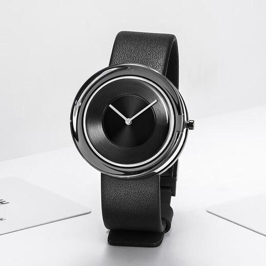 ISSEY Miyake Watch Men's 39 mm Negro de cuero Corcha de cuero pareja Fashion Quartz Casual Women's Watch Yoshioka Naruhito Nyah002y