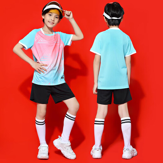 HKBQ儿童羽毛球服套装男童女童定制网球服速干小学生跳绳训练比赛衣服 5021宝蓝色套装(男女同款) S