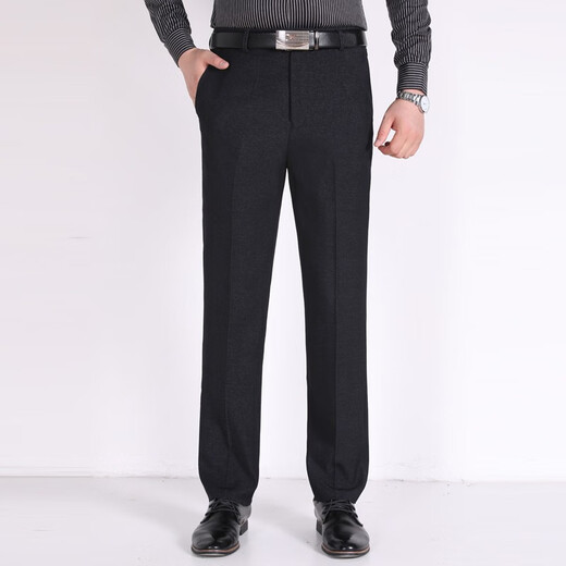 
Liangxin Eslite trousers men's autumn and winter thick style, no ironing, anti-wrinkle drooping casual suit pants middle-aged and elderly high waist loose straight trousers 687 dark gray without folding style 32 waist 2 feet 5
