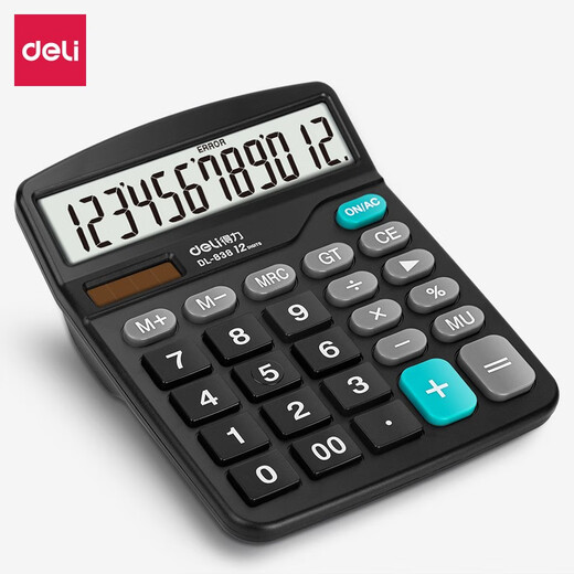 得力（deli）837双电源桌面办公计算器12位大屏幕会计用太阳能学生用财务小号便携桌面计算机 【大号经典款】非语音+双电源 838