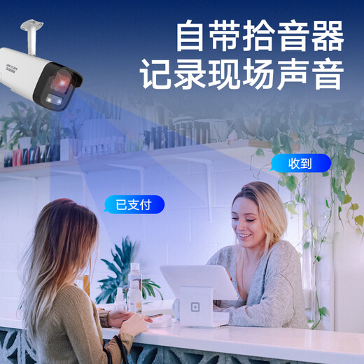 HIKVISION海康威视监控摄像头200万4G高清全彩室内外户外监控器无网手机远程可录音2225XM-LGLSE 4mm