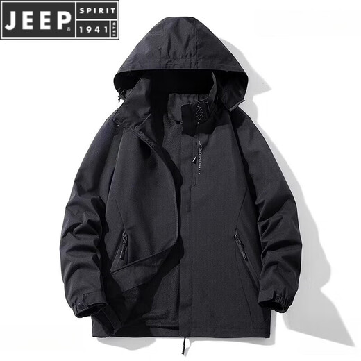 JEEP SPIRIT冲锋衣男女同款春秋防水男士外套三合一可拆卸登山服户外夹克男 6628款黑色-春秋款  XL 110-130斤