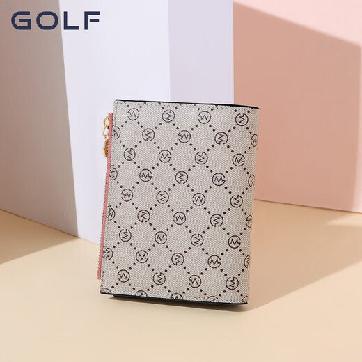 高尔夫（GOLF）钱包女竖款印花简约卡包零钱包多卡位大容量七夕情人节礼物 烟粉色