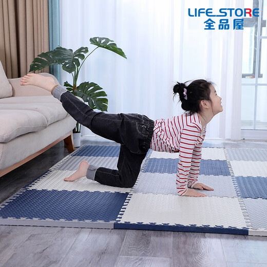 Quanpinwu foam floor mat for living room and bedroom splicing thickened crawling mat for children 30*30cm blue white gray 9 pieces