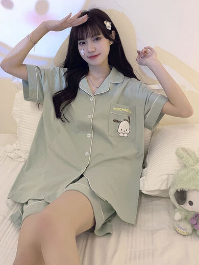 浪莎简约可爱帕恰狗睡衣女夏季新款ins风日系短袖学生宿舍居家服套装 6628可爱熊宝[短袖短裤]套装 2XL [建议135-150斤]