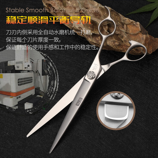 Black Bird Master Pet Scissors Professional Pet Grooming Scissors Set Straight Curved Scissors Fish Bone Scissors Dental Scissors Beautician Shop Tools BF 7.5 Inch Comprehensive Straight Scissors