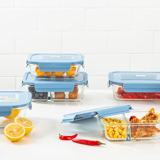 
Lock Lock (LOCK/LOCK) Grass Fresh Box High Borosilicon Heat-resistant Glass Microwave Oven Lunch Box Fresh Box Set 3-piece LLG983S601 (520ML*2+640ML)