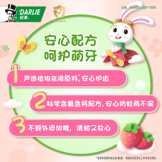 DARLIE好来(原黑人)宝贝兔儿童牙膏牙刷套装草莓味40g+牙刷1支 含氟防蛀