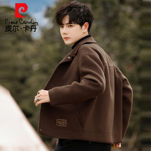 
Pier Cardin's new spring and autumn woolen jacket for men's double-sided wool coat short high-end woolen jacket thickened gray-green S 165