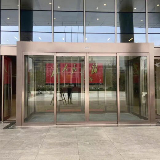 广州自动感应门玻璃平移门定制 从化自动电机电动平移门厂家 军绿色