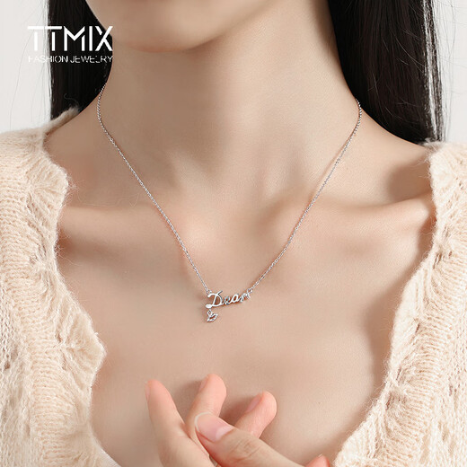 TTMIX personalized platinum chain set pt950 women's platinum necklace letter dear design for girlfriend C style 3.5-3.7g 43+3cm
