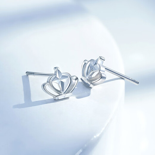 Mengjinyuan PT950 platinum earrings, crown temperament earrings, birthday gift for girlfriend, about 1.7g
