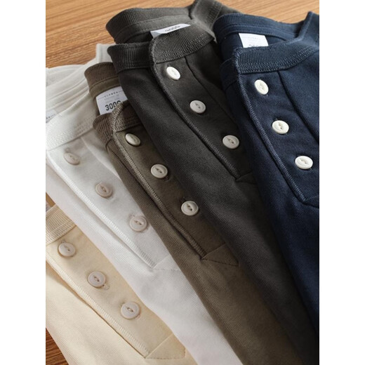 Jeep (JEEP) Extra Large Size Jin Jin is equal to 0.5 kg Heavy Cotton Henley Collar Shirt Men's Long Sleeve Thickened Loose Autumn and Winter Bottoming Henley Shirt Iron Gray 4XL 240-300 Jin Jin is equal to 0.5 kg