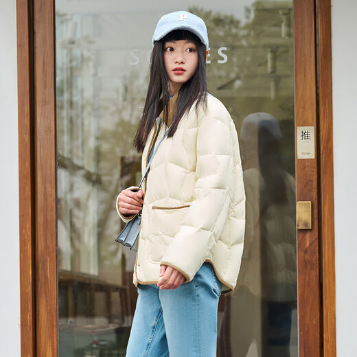 Tambor Down Jacket Women's Short Lapel Korean Style Loose Corduroy Jacket for Women TD236266 Butter Honey 160