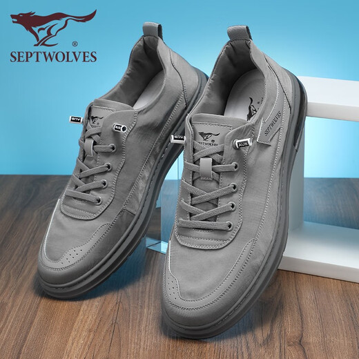 Sieben Wölfe Herrenschuhe lässige Schuhe für Herren Sommer Neue Ice Seidentuchschuhe Herren bequeme und atmungsaktive Herren -Leinwandschuhe 9445 Grau 40 - Große Größe
