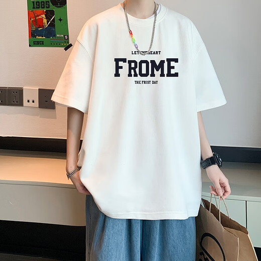POUM Camiseta de manga corta para hombres en verano delgada de algodón de algodón redonda de cuello redonda de una marca moderna camiseta de media manga para hombres bcymg-dt679 negros l