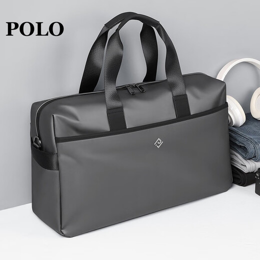 POLO travel bag men's travel bag luggage bag handbag large capacity commuter storage bag sports fitness bag business trip bag coconut gray