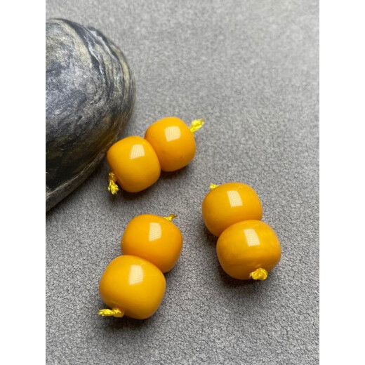 Musi raw mineral beeswax old type barrel beads single bead loose beads separated beads Buddhist beads bracelet single bead amber bracelet full density chicken oil yellow old type barrel.8mm/single