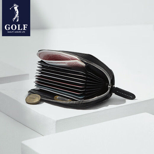 高尔夫（GOLF）卡包男士大容量多卡位卡包便携银行卡驾驶证包安全防盗父亲节礼物 黑色
