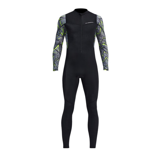 DIVE&SAIL swimsuit men's one-piece quick-drying long-sleeved sun protection warm breathable beach vacation jellyfish suit wetsuit snorkeling surf suit black XL (135-155Jin Jin equals 0.5 kg)