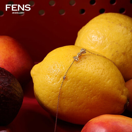 FENS Jewelry New Year Gift 18K Gold Diamond Bracelet Girl Bow Cute Hand Accessories Birthday Gift 18K Gold Diamond Bracelet (Total Length Approximately 18cm)