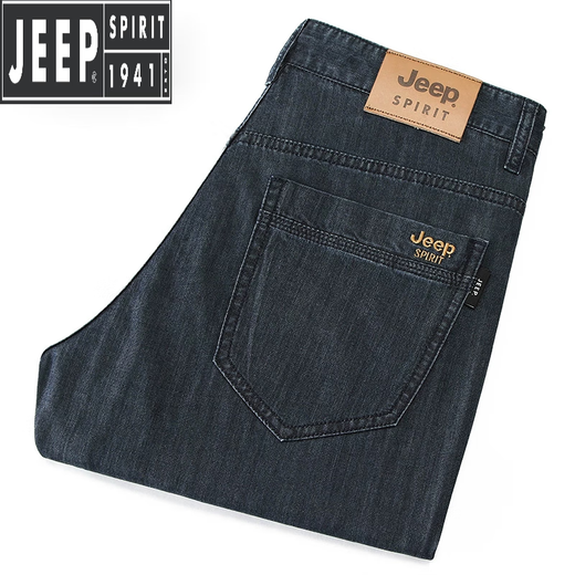 
Jeep (JEEP) brand official men's clothing jeans men's workwear outdoor wear-resistant anti-wrinkle straight loose spring and autumn battlefield men 723 blue thin style 44