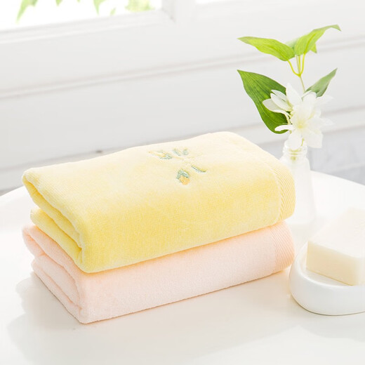 Jieliya Classe A Xinjiang Cotton Serviette pure Coton PAS Twist Broidered Facial Turf 6223A Boîte cadeau de serviette en option Tournure jaune 1 95G