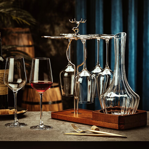 Velos high-end crystal red wine cup for home use all-in-one Burgundy goblet decanter set wine set for friends as a gift Burgundy wine glass eight-piece set 550ml